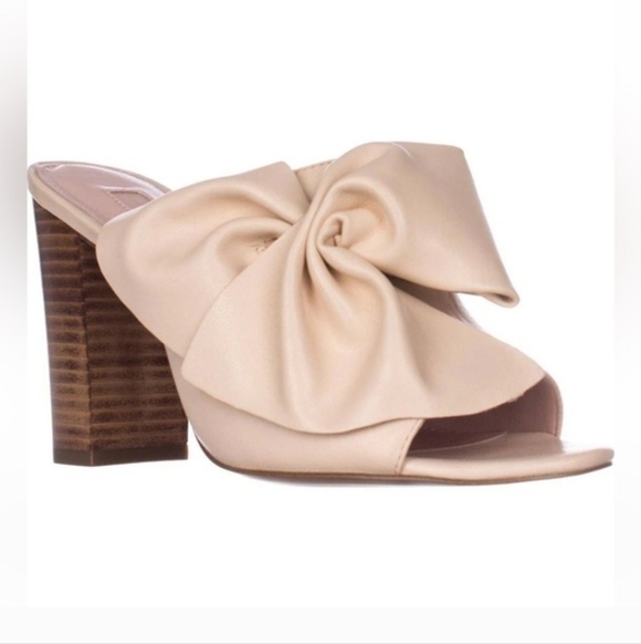 Avec Les Filles Shoes - Avec Les Filles Blush Bow Block Heel Mules